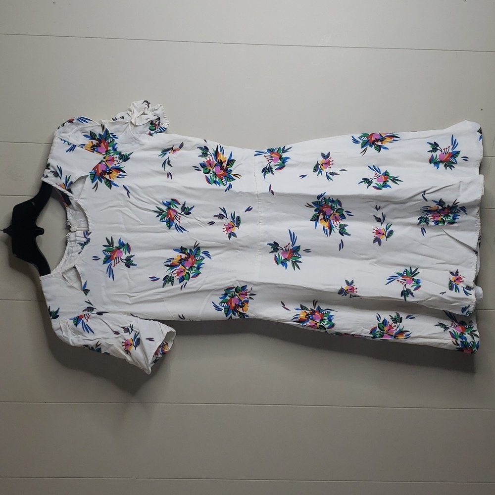 Topshop Ivory Floral Print Short Sleeve Dress 6 - Picture 1 of 6